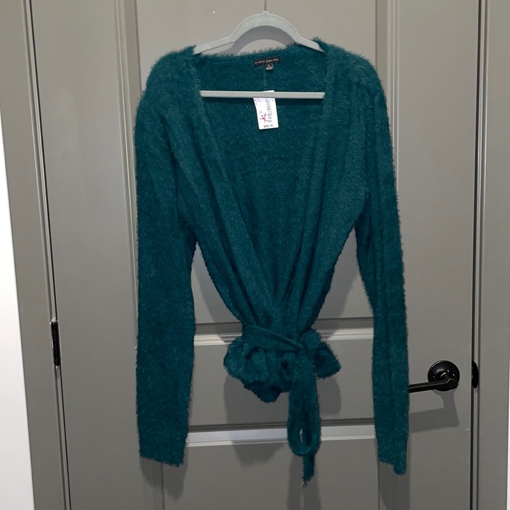 A Love Like You Green Wrap Feathered Top